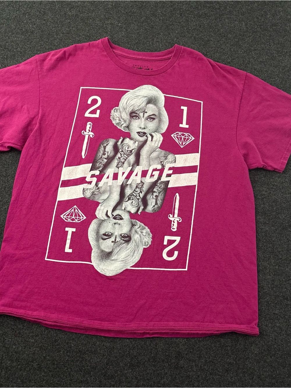 Popular Poison Mens XL Pink 21 Savage Pinup Graphic Tee Streetwear Skateboard